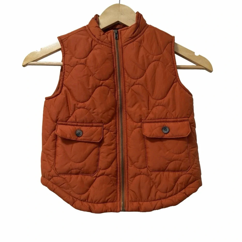 Janie and Jack Boys The Metropolitan Quilted Puffer Vest Size 3/4 Orange Outdoor